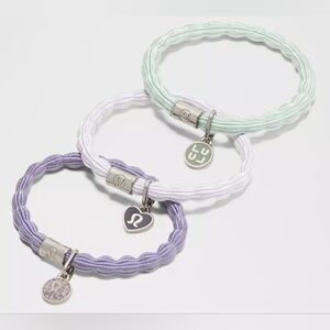 Lululemon Charm Hair Ties 3 Pack in Green, Purple And Lavender. New